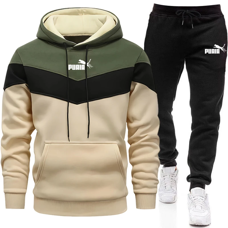 Men'S Fashion Hoodies - メンズセット/フーディー/パンツ 2026秋冬 デイリーカジュアル ファッション スポーツウェア フード付きスウェットシャツ＆スウェットパンツ