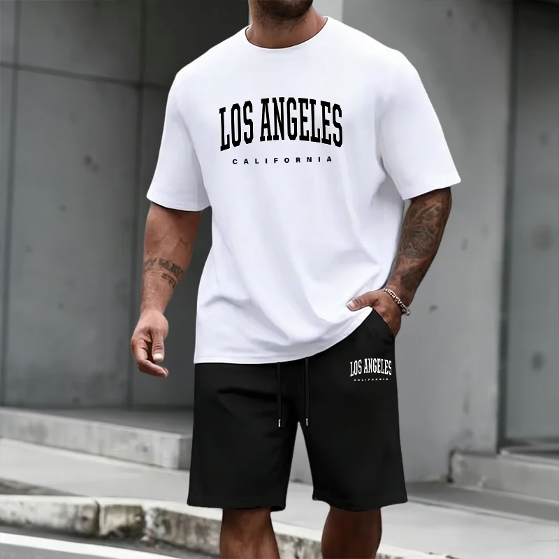 Mens Fashion Clothes - メンズトラックスーツ半袖トップスと膝丈ショーツ2026夏デイリーカジュアルファッションTシャツ衣装ホームアウトドアスポーツウェア