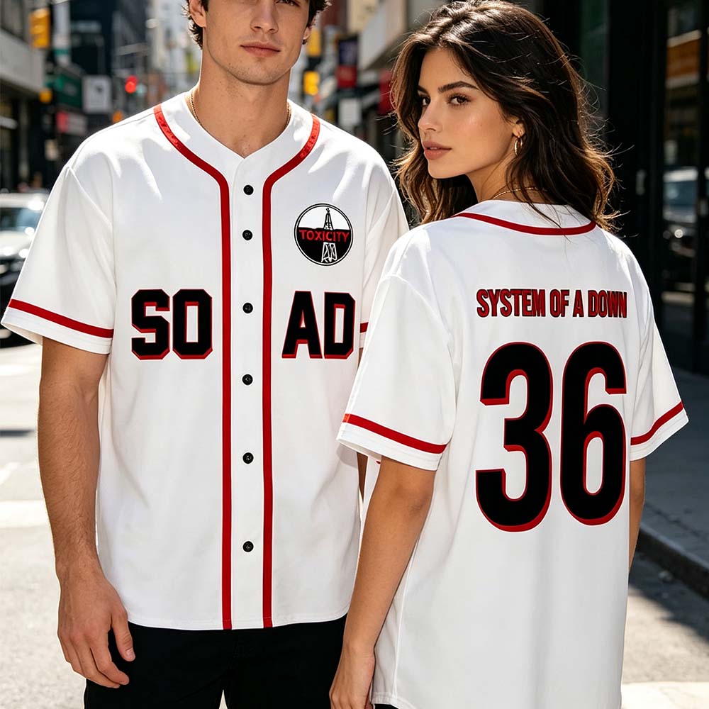 Mens Fashion Baseball Jersey - システム・オブ・エー・ダウン ベースボールジャージ ツアー2026 マーチ ユニセックス ストリートウェア