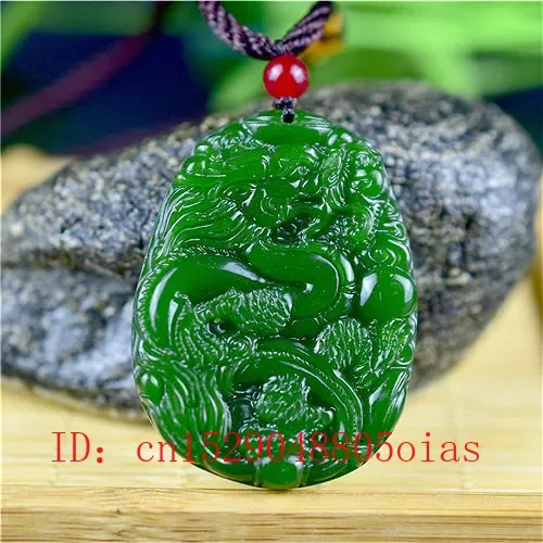 Men'S Fashion Jewelry - 男性と女性のための中国の翡翠ドラゴンペンダント,ネックレス,ナチュラルグリーン,ファッションアクセサリー,チャーム,刻まれたお守り,ギフト