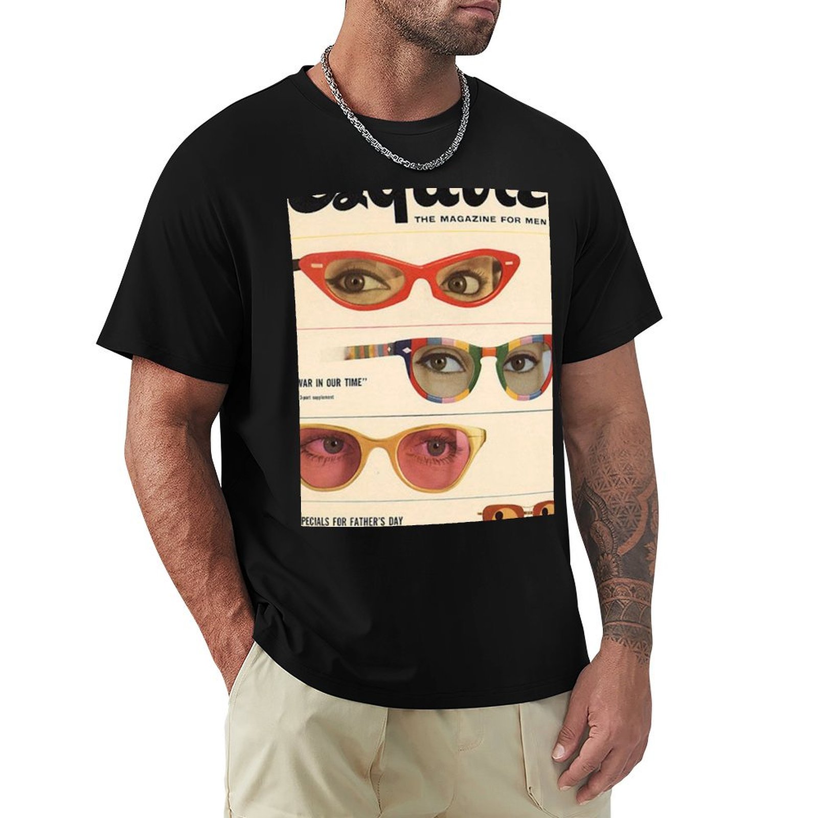 Mens Fashion Magazines - エスクワイヤー1960年代雑誌、レトロファッション、Tシャツ、綿製Tシャツ、メンズTシャツ