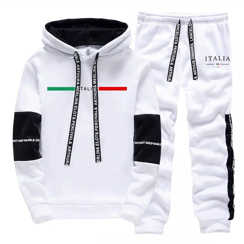 Men'S Fashion Hoodies - ファッションメンズトラックスーツプリントカジュアルスウェットシャツスポーツウェアアウトドアスポーツジョギングメンズ服シングルピースパーカーパンツ2026