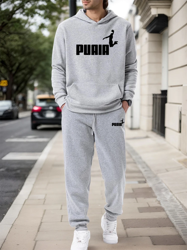 Men'S Fashion Hoodies - メンズセット/パーカー/パンツ 2026秋冬 カジュアルスポーツ フード付きプルオーバー＆スウェットパンツ アーバンファッション スポーツウェア