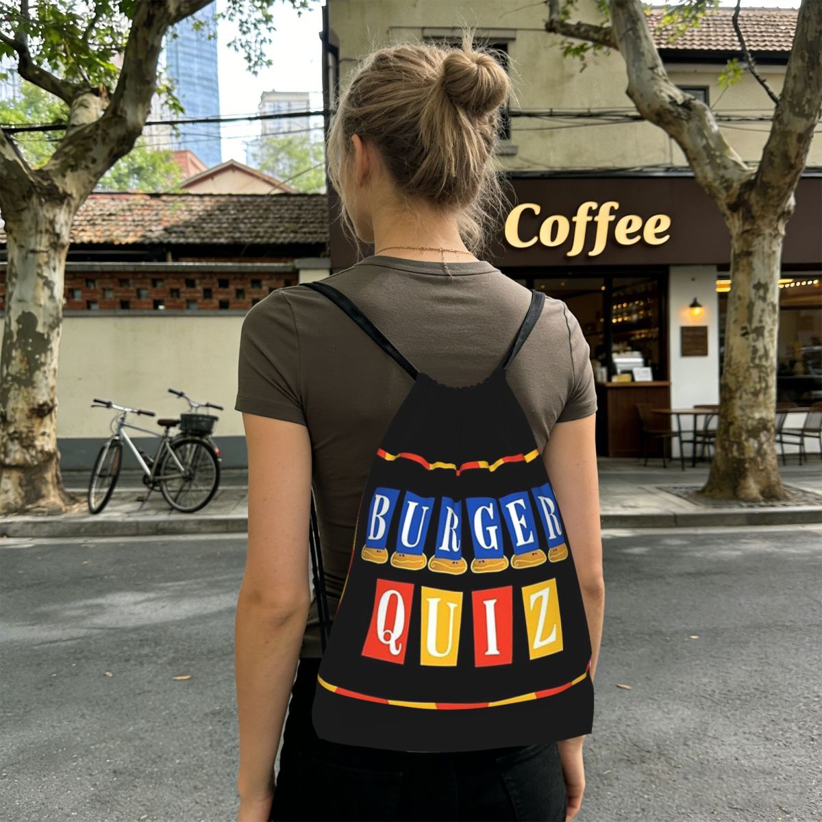 Men'S Fashion Quiz - バーガークイズ新しいロゴバックパックファッション巾着バッグスポーツバッグブックバッグ男性女性学校用