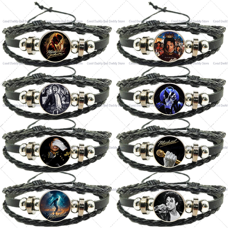 Men'S Fashion Jewelry - マイケル・ジャクソン織り手編みロープブレスレット メンズ レディース スーパースターMJ キング・オブ・ポップ周辺機器 編み込みブレスレット