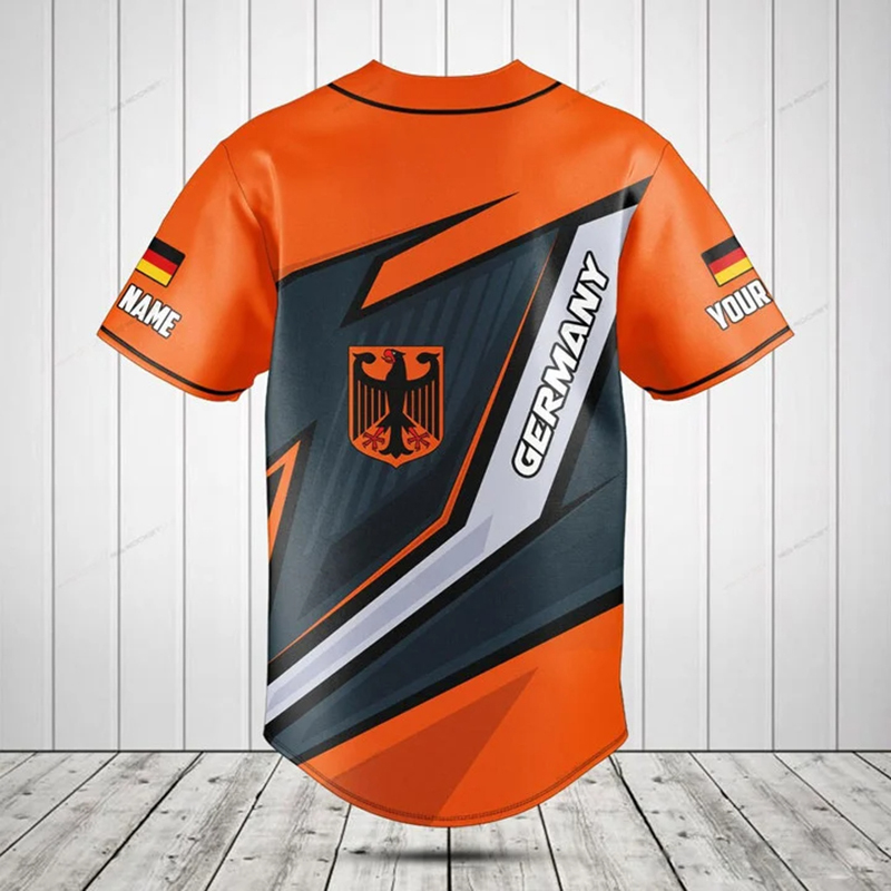 Mens Fashion Baseball Jersey - パーソナライズされたドイツシールドグラフィックボタンシャツ夏カジュアルボーイズファッションストリートウェア野球チームジャージ半袖服