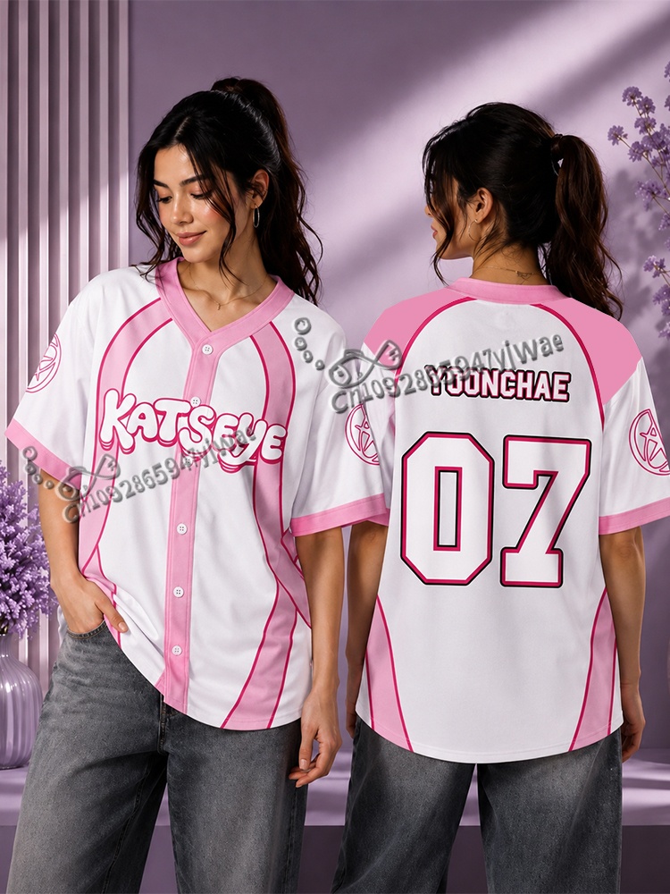 Mens Fashion Baseball Jersey - キャンディピンク カットアイ ワイルドワールド ツアー LARA ベースボールジャージ
