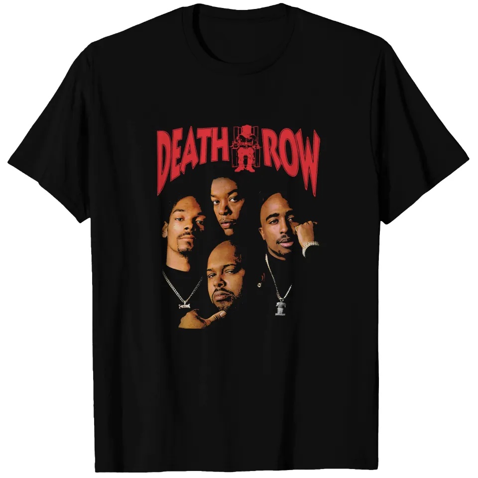 Mens Fashion Magazines - 黒プリントTシャツ デス・ロウ・レコーズ バイブ マガジンカバー ヒップホップ ラップ