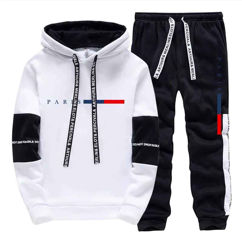 Men'S Fashion Hoodies - メンズセット/パーカー/パンツ パリファッション 秋冬 カジュアル スポーツ フード付きプルオーバー＆スウェットパンツ