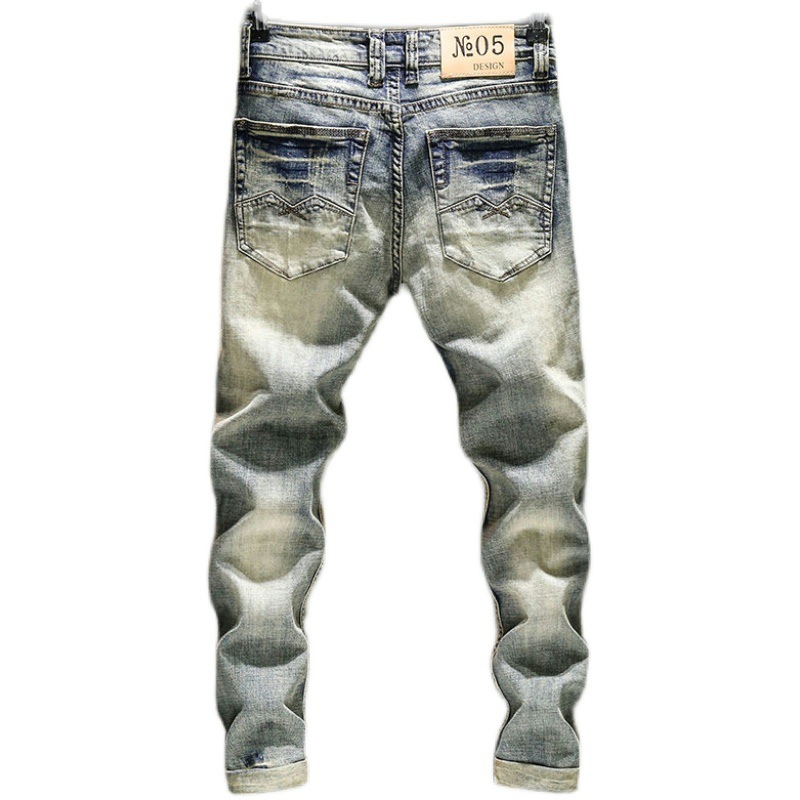 Skinny Jeans Ripped - 弾性歳パンツ男性のジーンズ2022新秋冬スリム足リッピングヒップホップカウボーイ男性男性のための