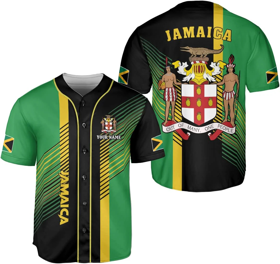 パーソナライズされた名前ジャマイカデザインパターン 3D プ - Mens Fashion Baseball Jersey のレビューと価格