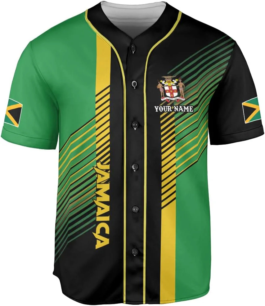 パーソナライズされた名前ジャマイカデザインパターン 3D プ - Mens Fashion Baseball Jersey のレビューと価格
