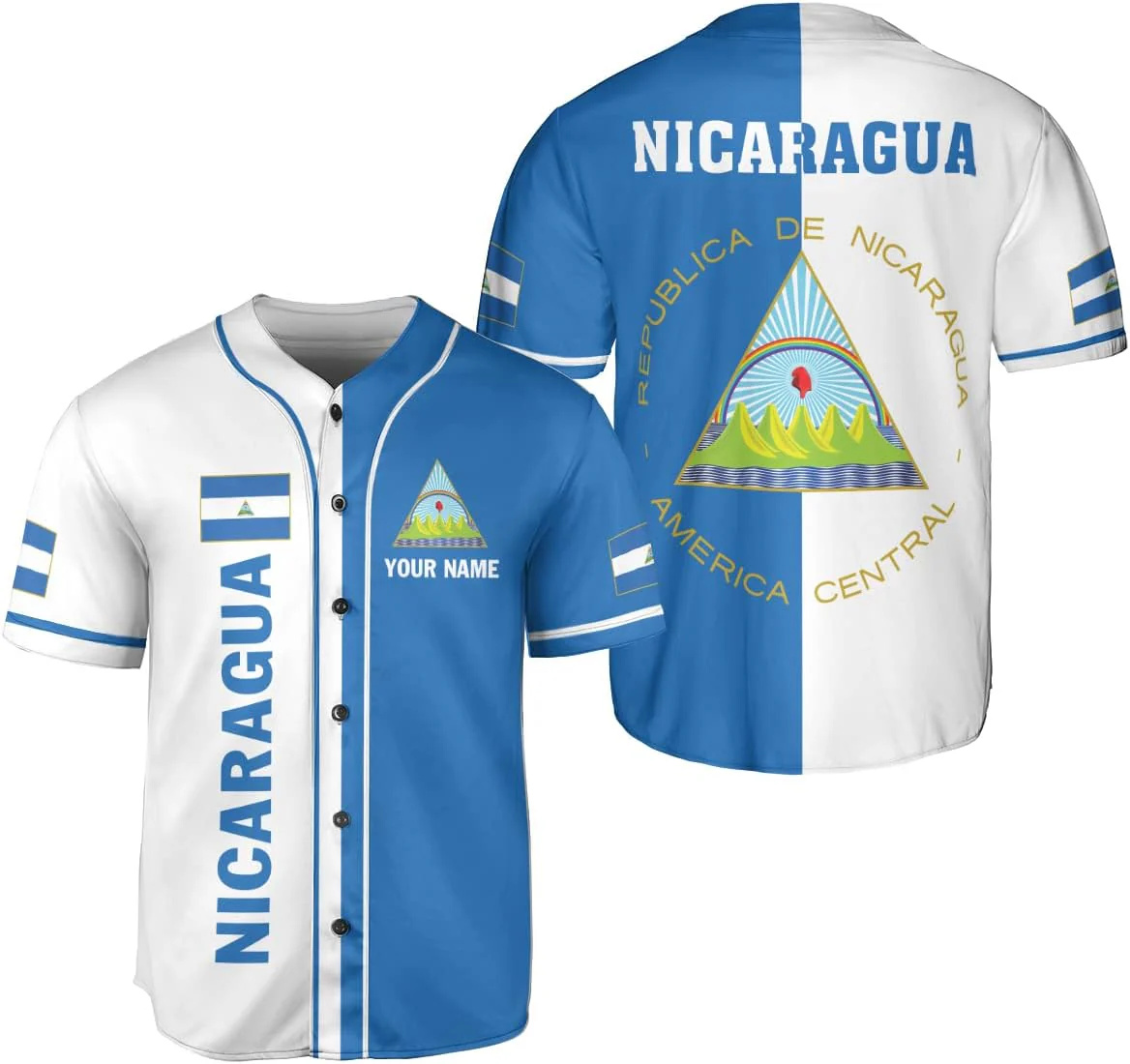 パーソナライズされた名前入りニカラグアデザインパターン3Dプ - Mens Fashion Baseball Jersey のレビューと価格