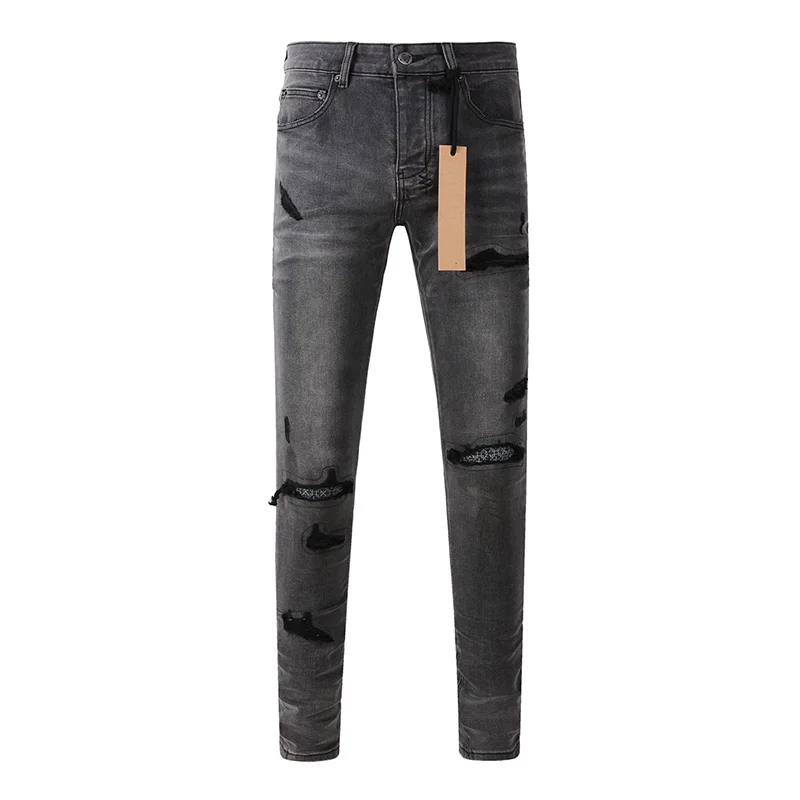 メンズ ハイストリート ダメージ加工 アッシュグレー ストレ - Skinny Jeans Ripped のレビューと価格