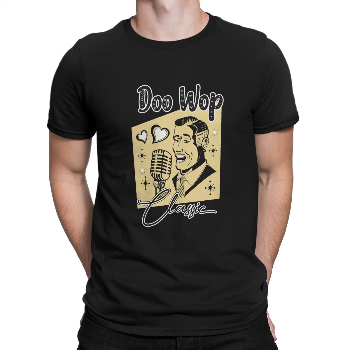 Doo Wop-男性用ロックンプリントTシャツ,クラシックな - 1950S Fashion Men'S のレビューと価格