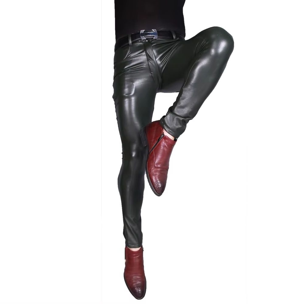メンズパンク PU フェイクレザーパンツ高弾性スキニーブーツ - Skinny Jeans Ripped のレビューと価格