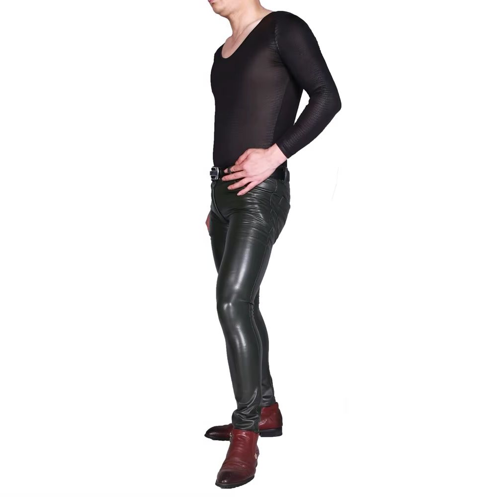 メンズパンク PU フェイクレザーパンツ高弾性スキニーブーツ - Skinny Jeans Ripped のレビューと価格