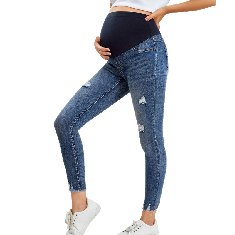 妊婦カジュアルタイトデニムパンツマタニティファッションリッピ - Skinny Jeans Ripped のレビューと価格