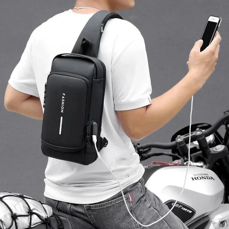 男性盗難防止チェストバッグショルダーバッグ USB 充電クロ - Fashion Harness Men のレビューと価格