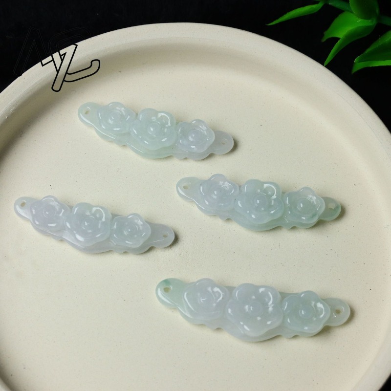 1pc 天然翡翠エメラルドフラワーハンドカード DIY アク - Men'S Fashion Jewelry のレビューと価格