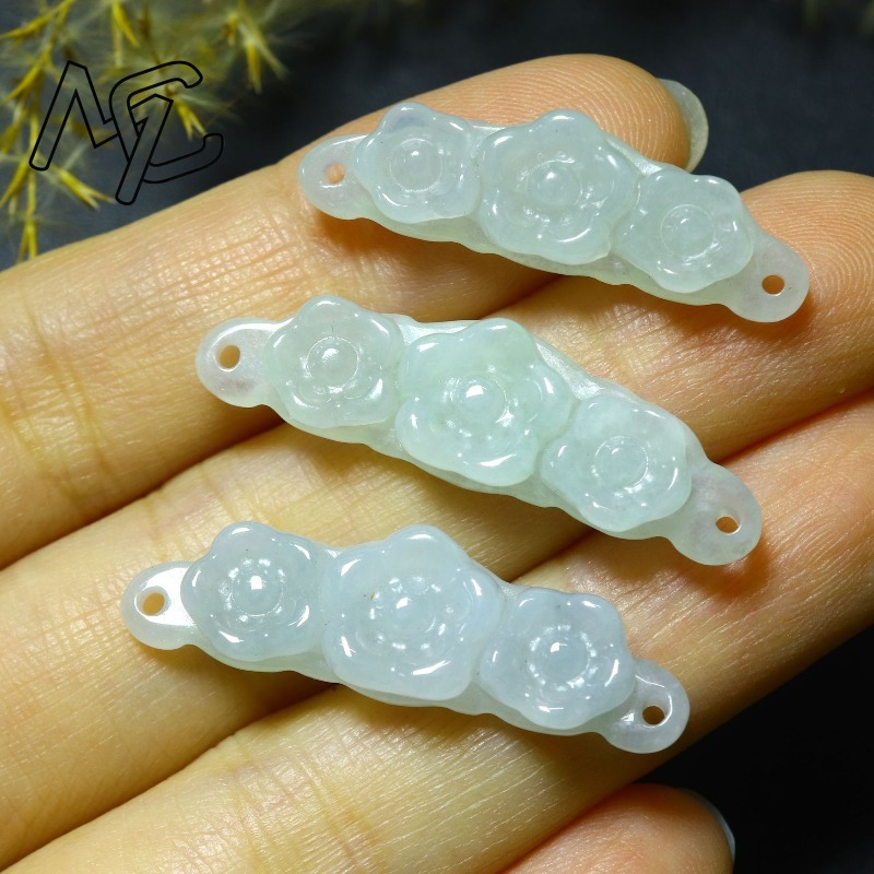 1pc 天然翡翠エメラルドフラワーハンドカード DIY アク - Men'S Fashion Jewelry のレビューと価格