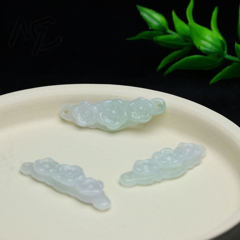 1pc 天然翡翠エメラルドフラワーハンドカード DIY アク - Men'S Fashion Jewelry のレビューと価格