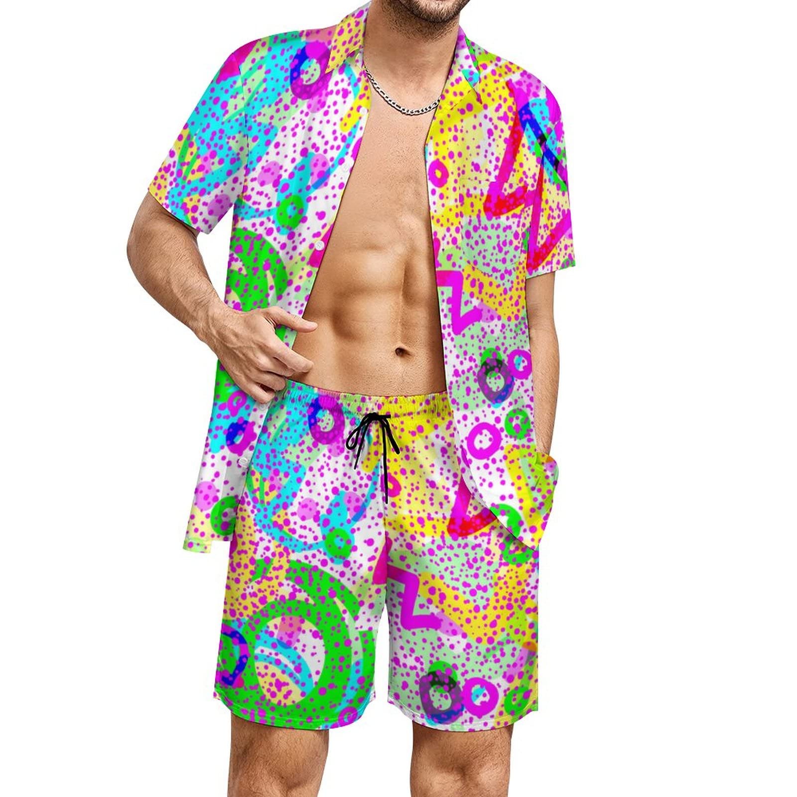 夏用不規則幾何学模様3Dプリントメンズシャツセットファッショ - Mens Fashion Clothes のレビューと価格
