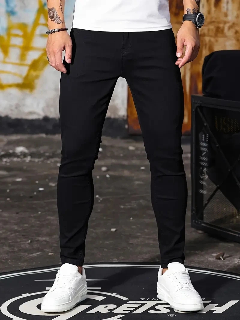 メンズジーンズ スカイブルー ブラックジッパー ストレッチジ - Skinny Jeans Ripped のレビューと価格