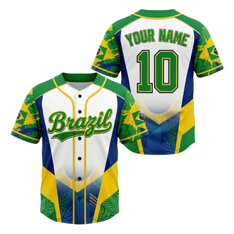 ファッションブラジル野球ジャージ男性用カスタム名番号 3D  - Mens Fashion Baseball Jersey のレビューと価格