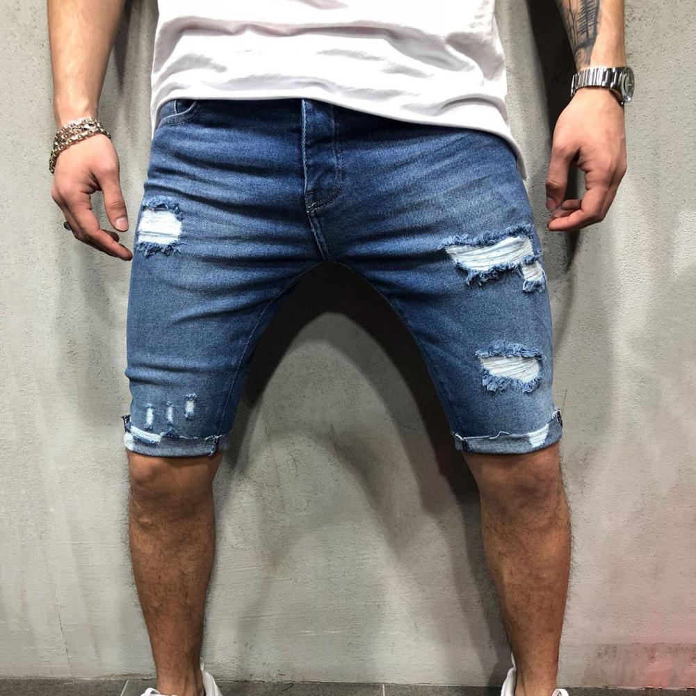 メンズショートデニムジーンズ,タイト,穴あき,スリム,ジッパ - Skinny Jeans Ripped のレビューと価格