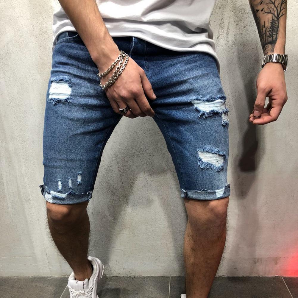 メンズショートデニムジーンズ,タイト,穴あき,スリム,ジッパ - Skinny Jeans Ripped のレビューと価格