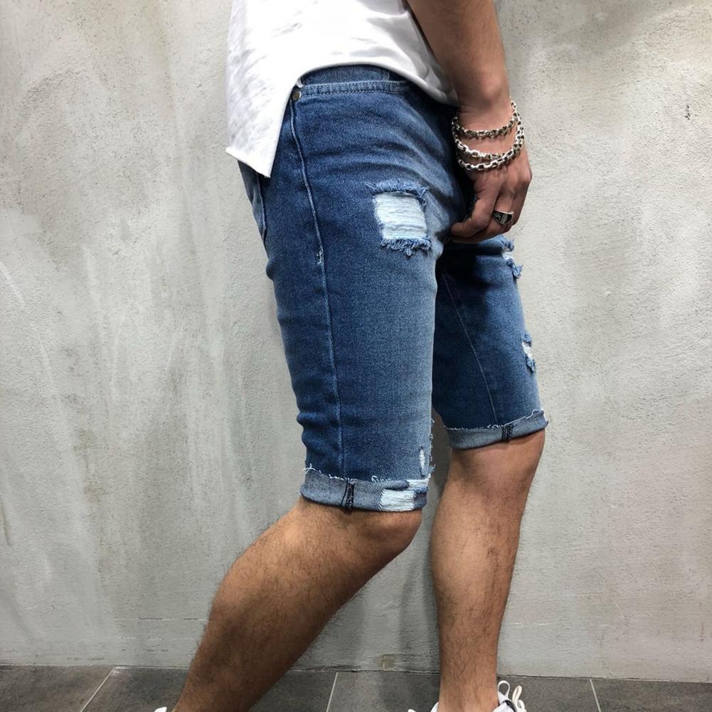 メンズショートデニムジーンズ,タイト,穴あき,スリム,ジッパ - Skinny Jeans Ripped のレビューと価格