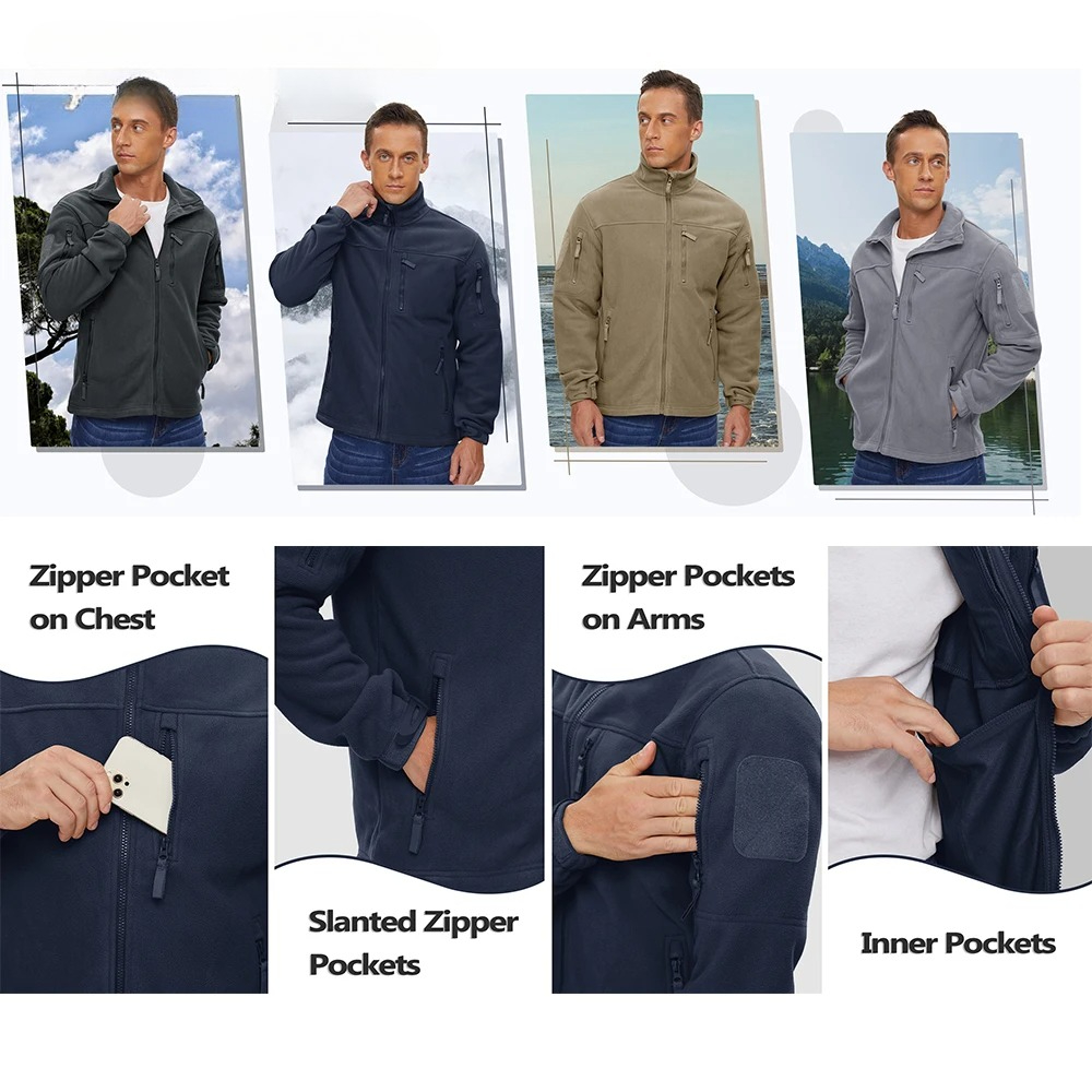 グリーンフリースジャケット サーマルウォームワークコート メ - Windbreaker Men Zip のレビューと価格