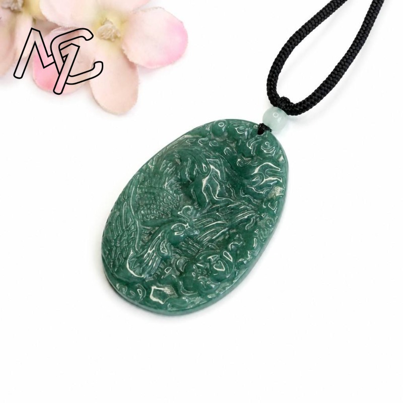 本物の天然エメラルド翡翠ブルーウォーターフェニックスペンダン - Men'S Fashion Jewelry のレビューと価格