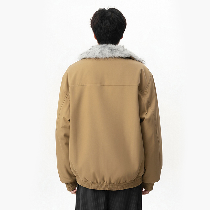 メンズ冬用フェイクファー裏地付きウィンドブレーカージャケット - Windbreaker Men Zip のレビューと価格