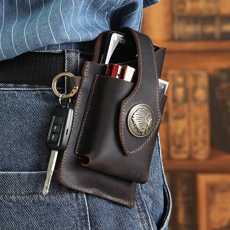男性用本革ウエストバッグ,携帯電話バッグ,男性用屋外ファニー - Fashion Harness Men のレビューと価格