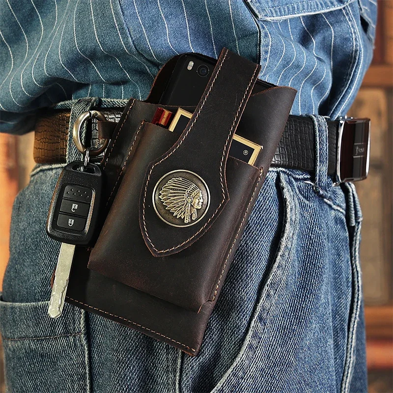 男性用本革ウエストバッグ,携帯電話バッグ,男性用屋外ファニー - Fashion Harness Men のレビューと価格