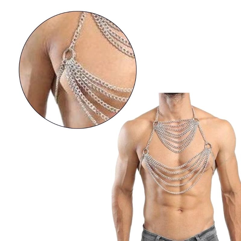 Y5GCパンクボディチェーンハーネス男性用、多層ボディチェス - Fashion Harness Men のレビューと価格