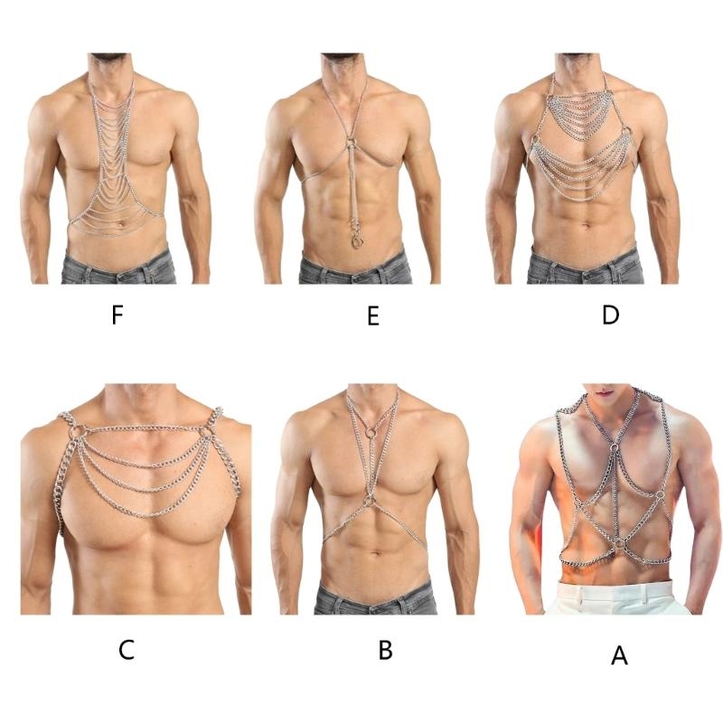 Y5GCパンクボディチェーンハーネス男性用、多層ボディチェス - Fashion Harness Men のレビューと価格