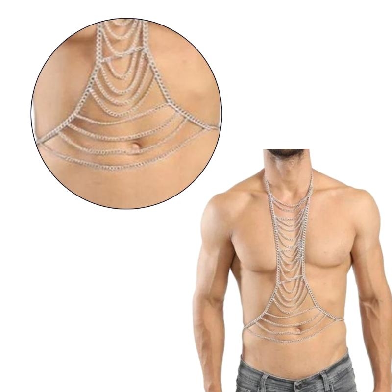 Y5GCパンクボディチェーンハーネス男性用、多層ボディチェス - Fashion Harness Men のレビューと価格