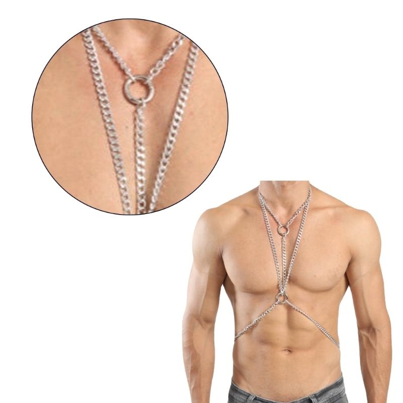Y5GCパンクボディチェーンハーネス男性用、多層ボディチェス - Fashion Harness Men のレビューと価格
