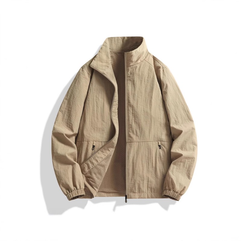 メンズ スタンドカラー ジップアップジャケット メッシュ裏地 - Windbreaker Men Zip のレビューと価格