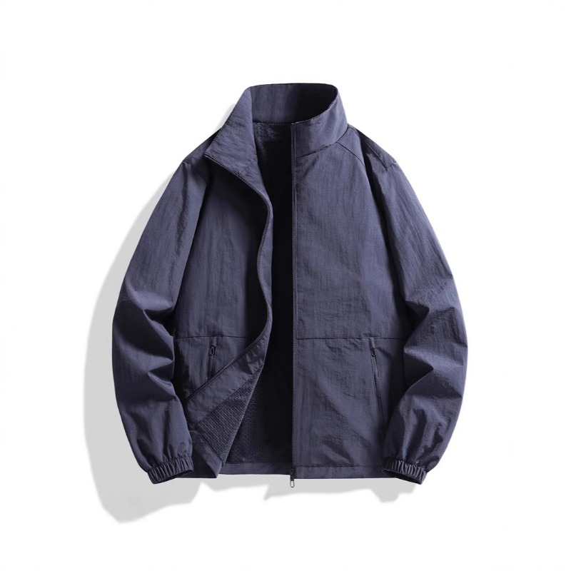 メンズ スタンドカラー ジップアップジャケット メッシュ裏地 - Windbreaker Men Zip のレビューと価格