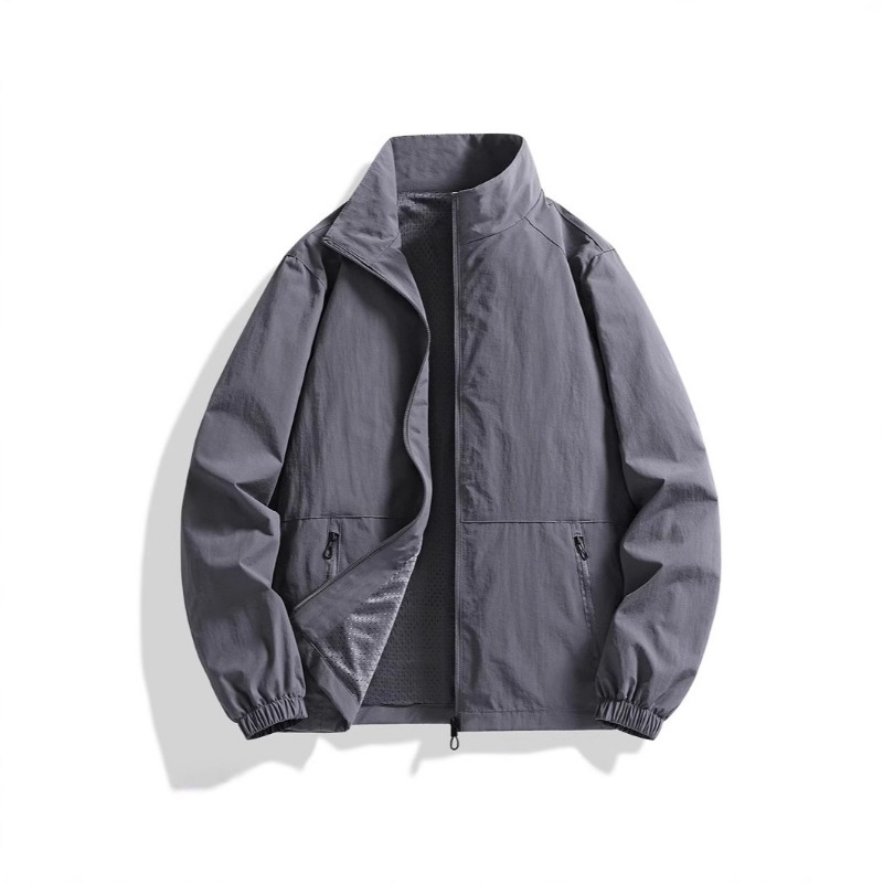 メンズ スタンドカラー ジップアップジャケット メッシュ裏地 - Windbreaker Men Zip のレビューと価格